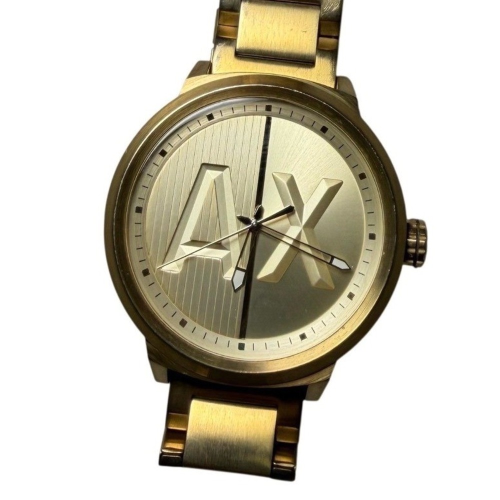 Armani Exchange AX1363 Gold Tone Stainless Steel Logo Dial Mens Watch
